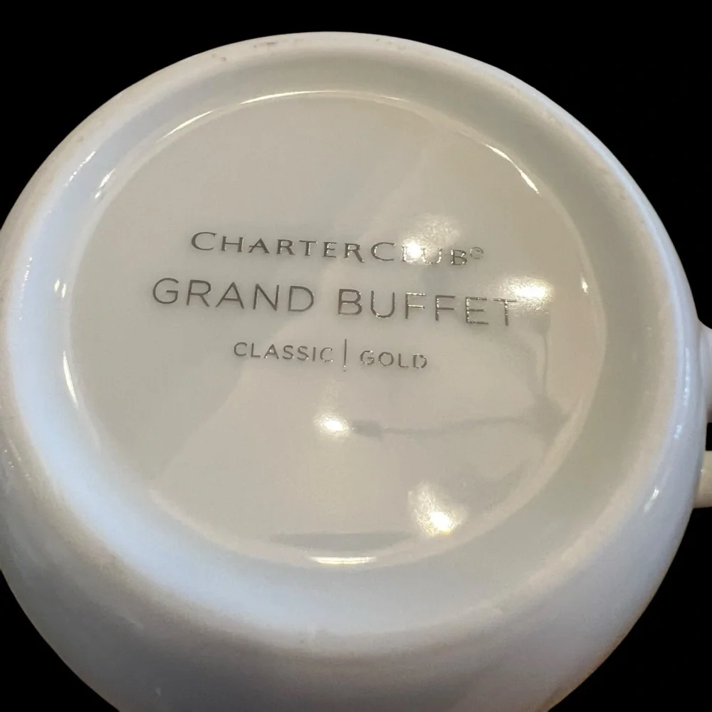 Charter Club Grand Buffet Classic Gold Rimmed Tea or Coffee Cup Set of 4